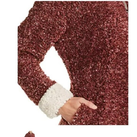Weatherproof Vintage Women's Frosty Tipped Sherpa Pullover, Wine - Picture 3 of 8
